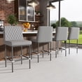 thumbnail image 1 of HomeZeer Counter Height Bar Stools Set of 4, 26" Industrial Kitchen Bar Stools with Back, 350lbs Modern Leather Barstools with Square Padded Seat and Painted Metal Frame for Kitchen Island, Gray, 1 of 9