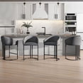 thumbnail image 1 of HomeZeer Counter Height Bar Stools Set of 4, Modern Barrel Bar Stool with and Footrest, Linen Fabric Counter Stools with Backrest and Arms, Upholstered Barstools Chairs for Kitchen Island, Grey, 1 of 9