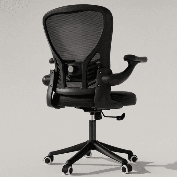 HomeZeer Ergonomic Office Chair, Mesh Back Desk Chair with Flip up arms, Swivel Computer Chair with Lumbar Support, Black Fabric, 300lb
