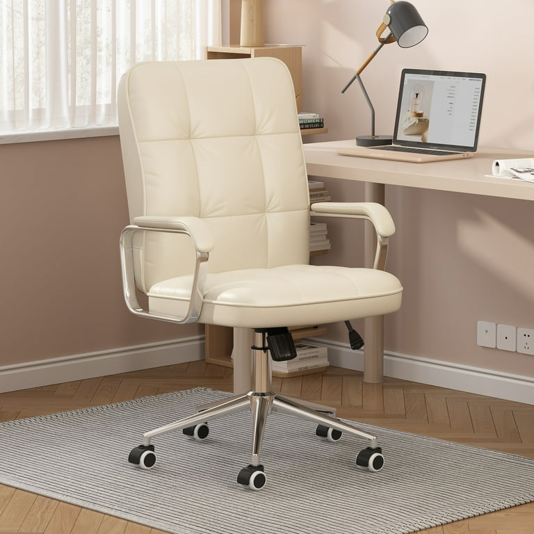 HomeZeer Executive Office Chair 300lbs Mid Back Support Computer Desk Chairs with Armrests Height Adjustable Ergonomic Task Chair for Home Office PU
