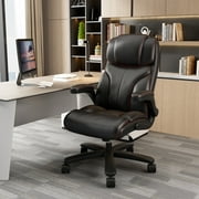 HomeZeer Executive Office Chair, Big and Tall Home Office Chairs 400lbs with Wide Seat, High Back Executive Office Chair with Adjustable Flip up Arm, Heavy Duty Leather Desk Computer Chairs, Black