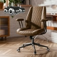 thumbnail image 1 of HomeZeer PU Leather Office Desk Chair, Quiet Roller Casters, Adjustable Height & Padded Arms, Vintage Executive Desk Chair for Home Office, Brown, 1 of 10