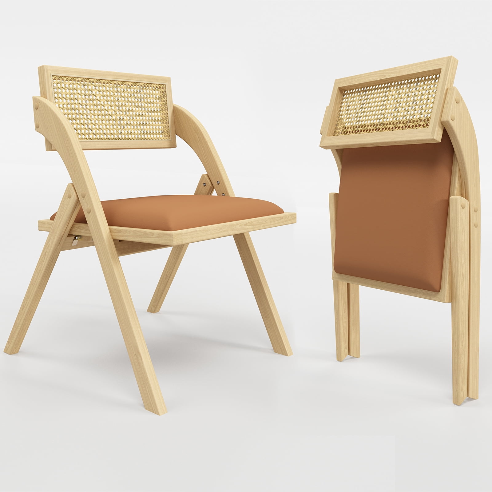 HomeZeer Folding Dining Chairs Set of 2, Foldable Wood Kitchen Chairs ...