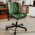 thumbnail image 1 of HomeZeer Space Saving Armless Office Chair with Wheels, Adjustable Height PU Leather Swivel Computer Task Chair, Soft Padded Mid Back Vanity Chair Design for Home Office & Small Spaces, Green, 1 of 11