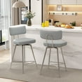 thumbnail image 1 of HomeZeer Swivel Bar Stools Set of 2, 26" Counter Height BarStool with Back, Leather Upholstered Kitchen Stools with Footrest and Metal Frame, Bar Chair for Kitchen Island, Gray, 1 of 8