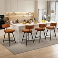 thumbnail image 1 of HomeZeer Swivel Bar Stools Set of 4, 26" Counter Height BarStool with Back, Leather Upholstered Kitchen Stools with Footrest and Metal Frame, Bar Chair for Kitchen Island, Brown, 1 of 8
