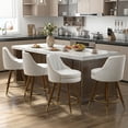 thumbnail image 1 of HomeZeer Swivel Bar Stools Set of 4, Counter Height Bar Stools with Back, Leather Swivel Counter Stools with Wood Legs and Footrest, Upholstered Bar Stools Chairs for Kitchen Island, White, 1 of 8