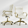 thumbnail image 1 of HomeZeer White and Gold Office Chair, Ergonomic High Back Executive Desk Chair with Wheels and Arms, Modern PU Leather Computer Chair with Rocking Function, White(Set of 2), 1 of 9