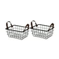 thumbnail image 1 of HomeZone 2-Pack Wire Storage Basket Organizers with Faux Leather Handles, 10.75 in x 8 in x 5 in, Black, 1 of 13