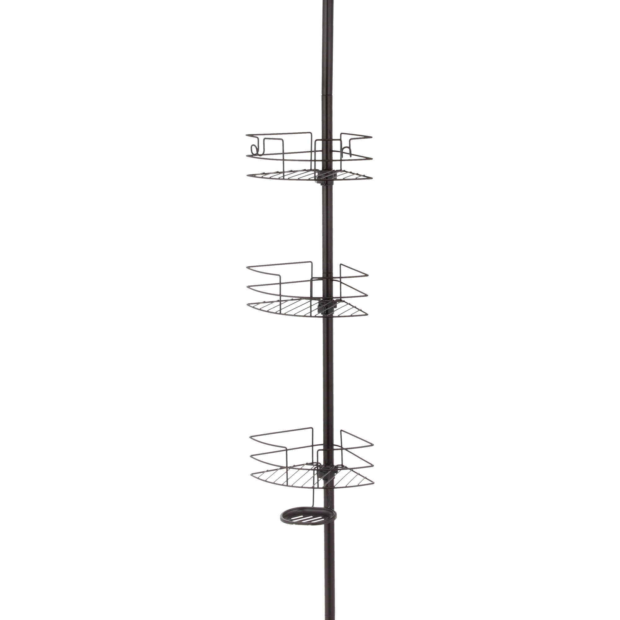 HomeZone 3 Shelves Extension Pole Corner Shower Caddy with Wire Shelves