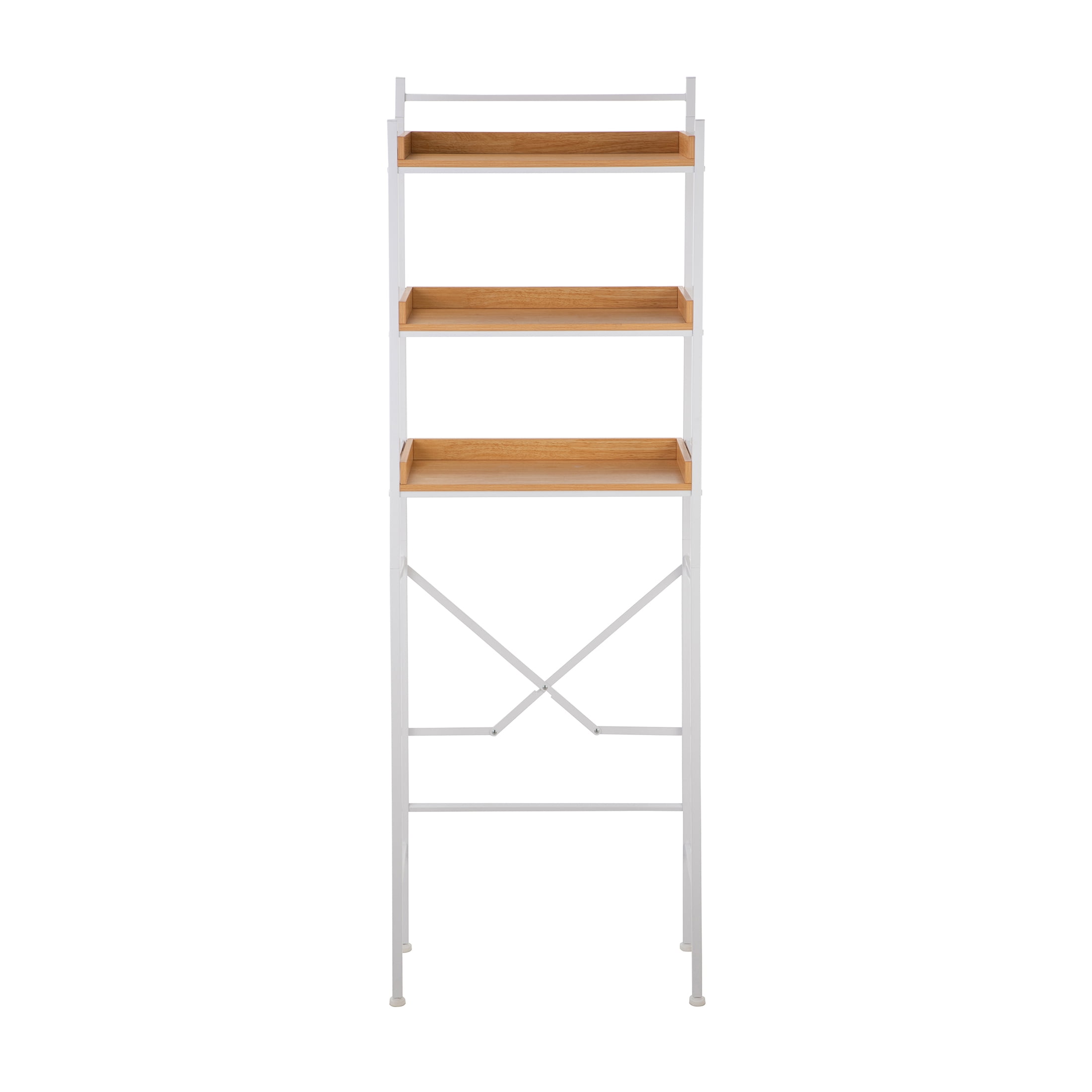 HomeZone Bathroom Quick-Assembly 3-Shelf Steel Storage Shelves with MDF Wood Grain Veneer, White
