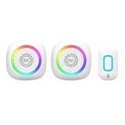 HomeZone 2-Receiver Battery Operated Wireless Doorbell Kit, 900 ft Range, 60 Chimes, White