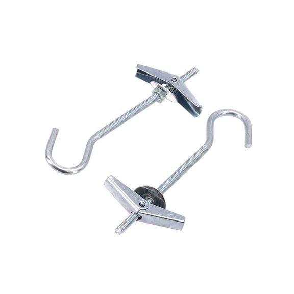 Homea 2 pack Hook Kit, 3.5\ Ceiling Plant Hangers, Spring Toggle Bolts, Silver White Finish, for Hanging Lamps, Decor
