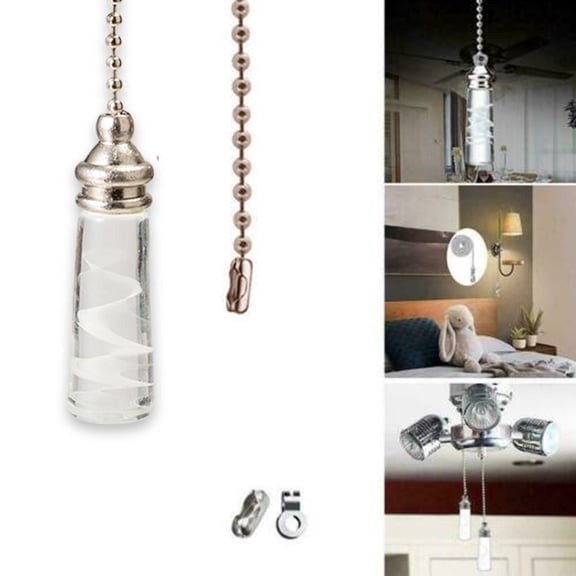 Homea 2 pcs Bathroom Light Pull Chain Crystal Ball String 35.4\ Long with Connector for Ceiling Fan Switch Decorative Handle