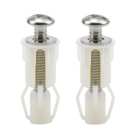 Homea Top Fix Toilet Seat Screws Kit - Stainless Steel Hinges with Nylon Expansion Nuts, Metal Washers - WC Blind Hole Fitting for Broken or Old Seats - White, 1.89\ Screw Length