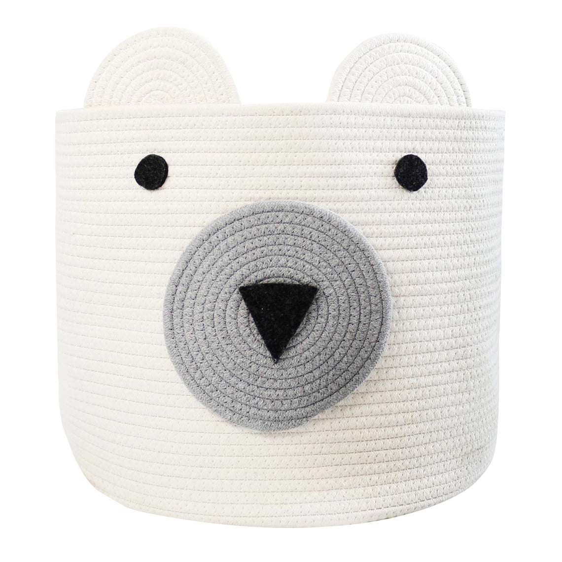 Homearda Cotton Rope Basket,Baby Hamper,Cute Bear Basket,Storage Basket ,Woven Laundry Hamper,Toy Storage Bin,Gifts  Pet or Baby Gift Baskets- White-12 x 10 - easy to reshape