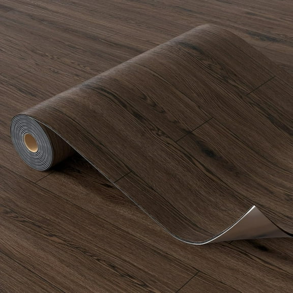 Homease 23x 393 in Dark Walnut Aluminum Foil Apartment Concrete Vinyl Wood Planks