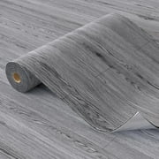 Homease PVC Peel and Stick Vinyl Flooring Roll 23"x 196"/32 Sq.Ft, Thicken Self-Adhesive Vinyl Wood Planks - Waterproof, Wear-Resistant,Easy DIY Install - Gray