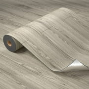 Homease PVC Peel and Stick Vinyl Flooring Roll 23"x 196"/32 Sq.Ft,Thicken Self-Adhesive Vinyl Wood Planks - Waterproof, Wear-Resistant,Easy DIY Install - Gray Maroon
