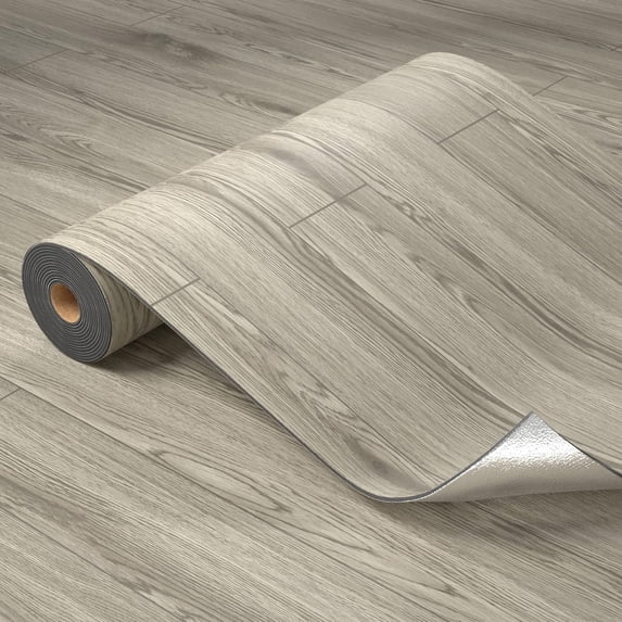 Homease PVC Peel and Stick Vinyl Flooring Roll 23"x 393"/64 Sq.Ft,Thicken Self-Adhesive Vinyl Wood Planks - Waterproof, Wear-Resistant,Easy DIY Install - Gray Maroon