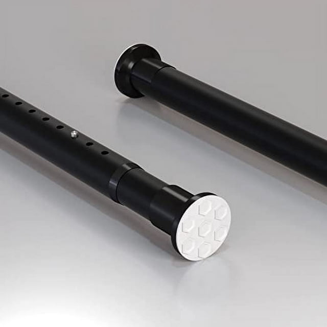 Homease Tension Shower Curtain Rods 141.7 - 161 In Never Rust Adjustable Spring Rods for Window Bathroom Balcony Storeroom Laundry Non-slip No Drilling Easy to Install Black Matte