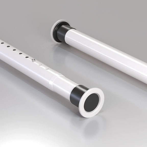 Homease Tension Shower Curtain Rods 28 - 43.3 In Never Rust Adjustable Spring Rods for Window Bathroom Balcony Storeroom Laundry Non-slip No Drilling Easy to Install White