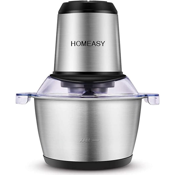 Homeasy Meat Grinder, Food Chopper 2L Stainless Steel Food Processor for Meat, Vegetables, Fruits and Nuts, Stainless Steel Bowl and 4 Sharp Blades, 350W, 8 Cups