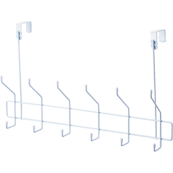 Homebasix SS-HG6-50-PE-3L Door Garment Hook, 2-1/2 ft L x 20 in W x 11-3/8 in H, White