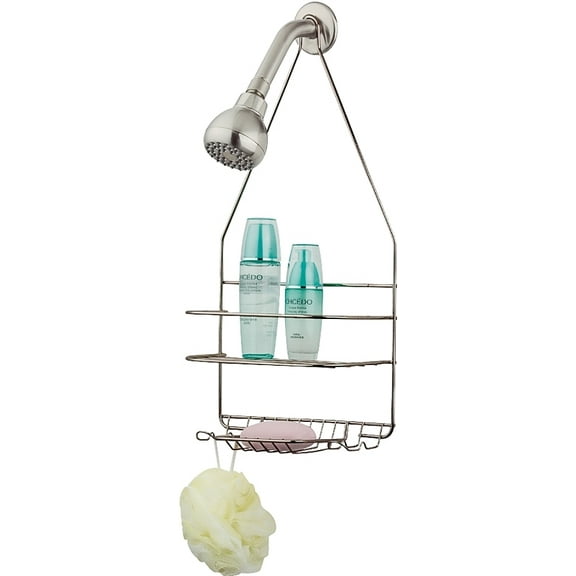 Simple Spaces SS-SC-25-NK Shower Caddy, 2-Shelf, Steel, 10 in OAW, 19 in OAH, 4-1/4 in OAD, 10 lb