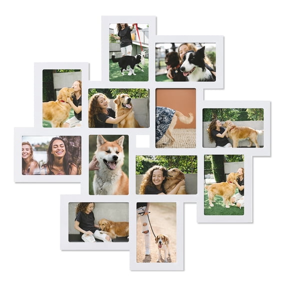 Homebeez 12 Slot Wall Hanging Wood Collage Picture Frame,Gallery Wall Frame Set 4*6