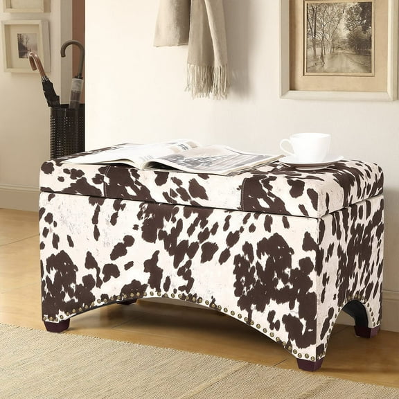 Homebeez 29.8" Velvet Storage Ottoman Bench Footrest Stool for Bedroom, Multicolor