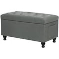thumbnail image 1 of Homebeez 32 Inch Linen Storage Ottoman  with Side Storage Pockets, Rectangle Foot Rest Stool for End of Bed, Bedroom, Living Room, Entryway, Grey, 1 of 7