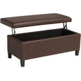 thumbnail image 1 of Homebeez 42 Inch Faux Leather Storage Ottoman Bench with Lift Top, Modern Rectangular Foot Rest for Living Room, Bedroom, Entryway, End of Bed, Blackened Red, 1 of 18