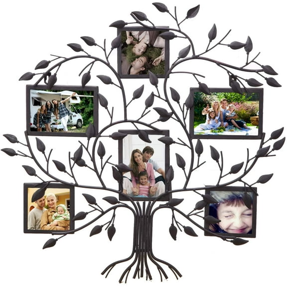 Homebeez 6*Openings Metal Family Tree Collage Photo Frame Wall Hanging Picture Frame,Gallery Wall Frame Set,Family Picture Frame For Living Room Decorations