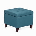 thumbnail image 1 of Homebeez Fabric Square Storage Ottoman with Wood Legs for Living Room Coffee Table, Blue, 1 of 10