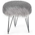thumbnail image 1 of Homebeez  Faux Fur Ottoman Footrest Vanity Stool Gray, 1 of 7
