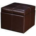 thumbnail image 1 of Homebeez Faux Leather Storage Ottoman Square Footrest Stool Cube Bench Ottoman (Reddish Brown), 1 of 16