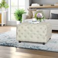 thumbnail image 1 of Homebeez Middle Century Upholstered Tufted Coffee Table with Padded Seat, Large Square Ottoman for Living Room Home Office, 1 of 5