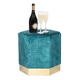 thumbnail image 1 of Homebeez Modern Hexagon Ottoman Foot Stool,Vanity Stool Chair,Upholstered Foot Rest Stool with Gold Plating Base Blue, 1 of 6