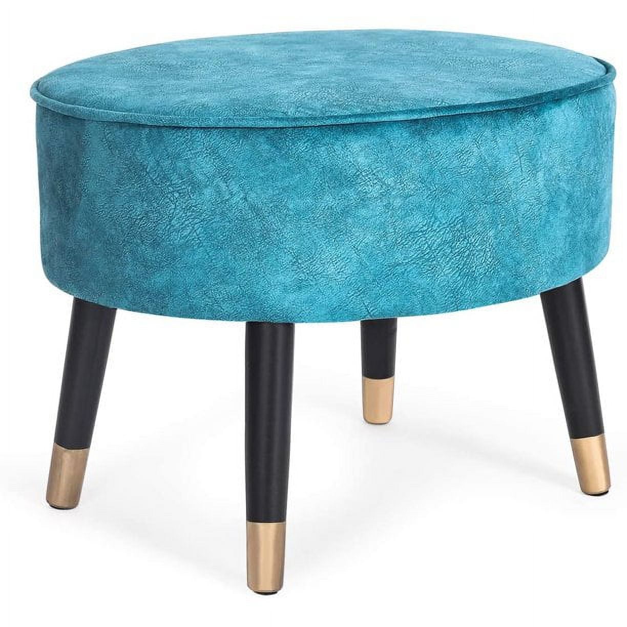 Homebeez Oval Fabric Ottoman Footrest Vanity Stool Blue, Size: Medium