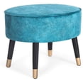 thumbnail image 1 of Homebeez Oval Fabric Ottoman Footrest Vanity Stool Blue, 1 of 8