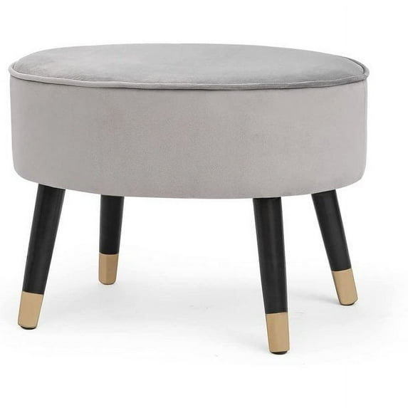 Homebeez Oval Fabric Ottoman Footrest Vanity Stool Gray