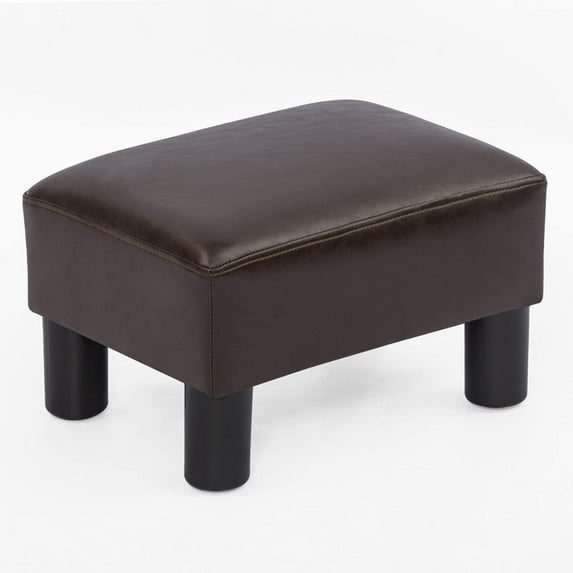 Homebeez PU Ottoman Footstool Square Padded Foot Rest Stool Seat,Brown