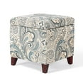 thumbnail image 1 of Homebeez Printed Linen Cube Storage Ottoman with Solid Wood Legs, Cube Footstool, Storage Cabinet, 18" H Weight Capacity 300LB Blue, 1 of 5