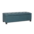 thumbnail image 1 of Homebeez Rectangle Faux Leather Storage Ottoman Bench Footrest Stool, Blue, 1 of 6