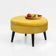 thumbnail image 1 of Homebeez Round Fabric Ottoman Footrest Stool,Step Stool,Sofa Footrest Extra Seating,Yellow, 1 of 7