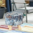 thumbnail image 1 of Homebeez Round Fabric Padded Ottoman Foot Rest Stool Wood Sofa Change Shoes Stool,Colorful, 1 of 5