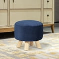 thumbnail image 1 of Homebeez Round Fabric Padded Ottoman Foot Rest Stool Wood Sofa Change Shoes Stool,Navy, 1 of 7
