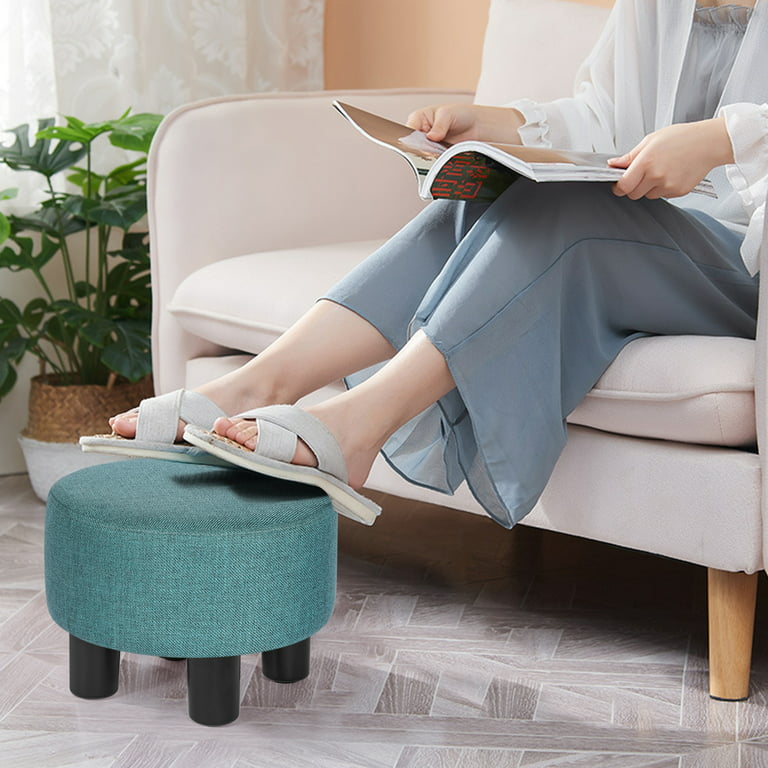 Homebeez Round Footstool Small Upholstered Ottoman Sofa Footrest Stool  Padded Seat for Living Room Bedroom Entrance Home Decor