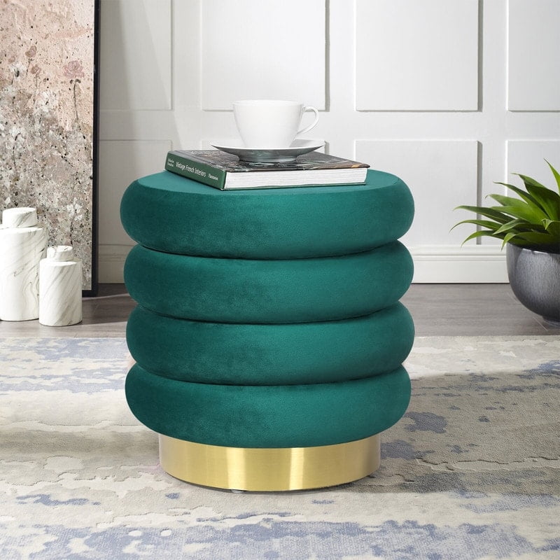 Nursery Ottoman Modern Round Ottoman With Soft Padded Seat, Velvet